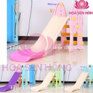 Cầu trượt xích đu PT-026-05 cho trường mầm non, nhóm trẻ – Hoa Sen Hồng