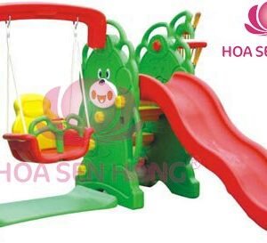 Cầu trượt xích đu PT-026-06 cho trường mầm non, nhóm trẻ – Hoa Sen Hồng
