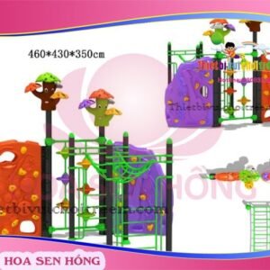Tường leo núi RC-026-09 cho sân chơi ngoài trời khu chung cư, trường mầm non, resort, công viên – Hoa Sen Hồng