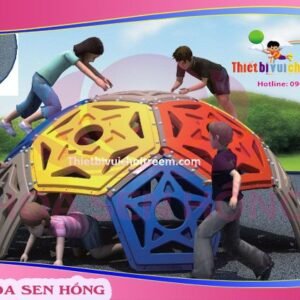 Tường leo núi RC-026-11 cho sân chơi ngoài trời khu chung cư, trường mầm non, resort, công viên – Hoa Sen Hồng