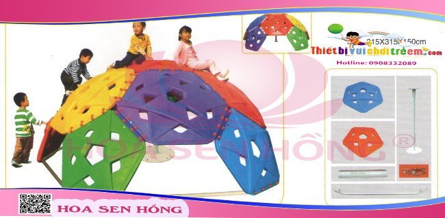 Tường leo núi RC-026-13 cho sân chơi ngoài trời khu chung cư, trường mầm non, resort, công viên – Hoa Sen Hồng