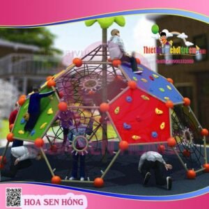 Tường leo núi RC-026-14 cho sân chơi ngoài trời khu chung cư, trường mầm non, resort, công viên – Hoa Sen Hồng