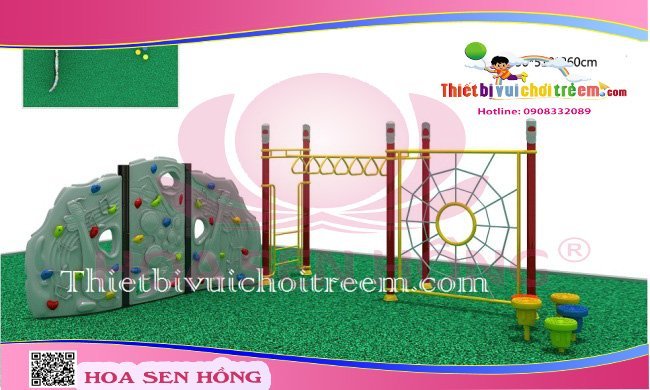Tường leo núi RC-026-16 cho sân chơi ngoài trời khu chung cư, trường mầm non, resort, công viên – Hoa Sen Hồng