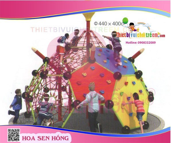 Tường leo núi RC-027-02 cho sân chơi ngoài trời khu chung cư, trường mầm non, resort, công viên – Hoa Sen Hồng