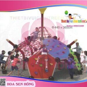 Tường leo núi RC-027-03 cho sân chơi ngoài trời khu chung cư, trường mầm non, resort, công viên – Hoa Sen Hồng