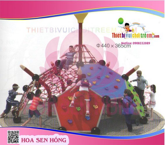 Tường leo núi RC-027-03 cho sân chơi ngoài trời khu chung cư, trường mầm non, resort, công viên – Hoa Sen Hồng