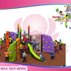 Tường leo núi RC-027-04 cho sân chơi ngoài trời khu chung cư, trường mầm non, resort, công viên – Hoa Sen Hồng