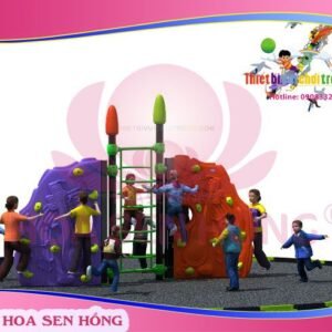 Tường leo núi RC-027-05 cho sân chơi ngoài trời khu chung cư, trường mầm non, resort, công viên – Hoa Sen Hồng