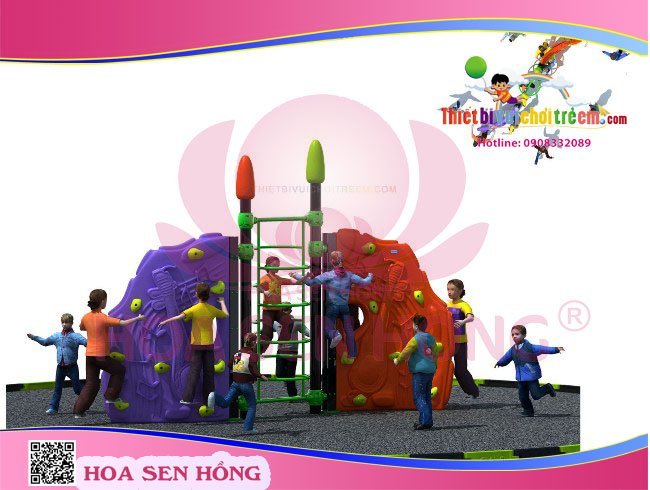 Tường leo núi RC-027-05 cho sân chơi ngoài trời khu chung cư, trường mầm non, resort, công viên – Hoa Sen Hồng