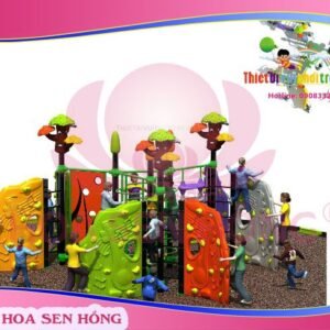 Tường leo núi RC-027-06 cho sân chơi ngoài trời khu chung cư, trường mầm non, resort, công viên – Hoa Sen Hồng