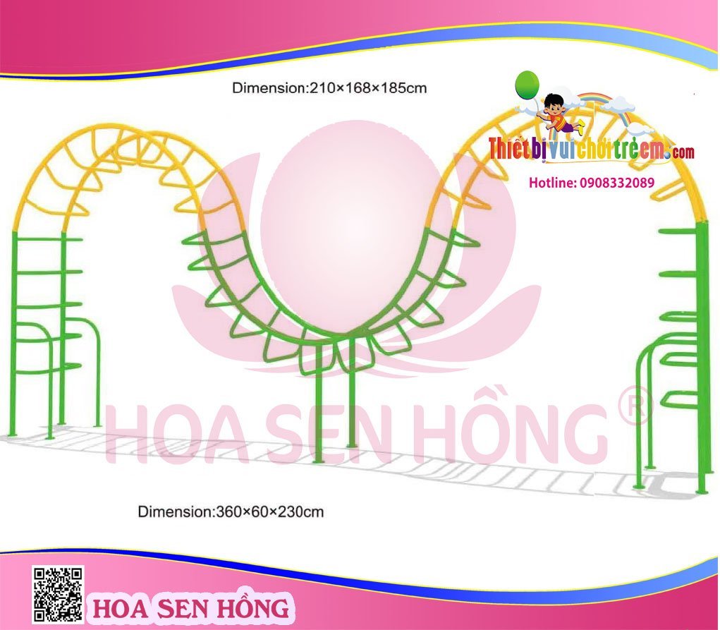 Thang leo RT-024-26 cho sân chơi ngoài trời khu chung cư, trường mầm non, resort, công viên – Hoa Sen Hồng