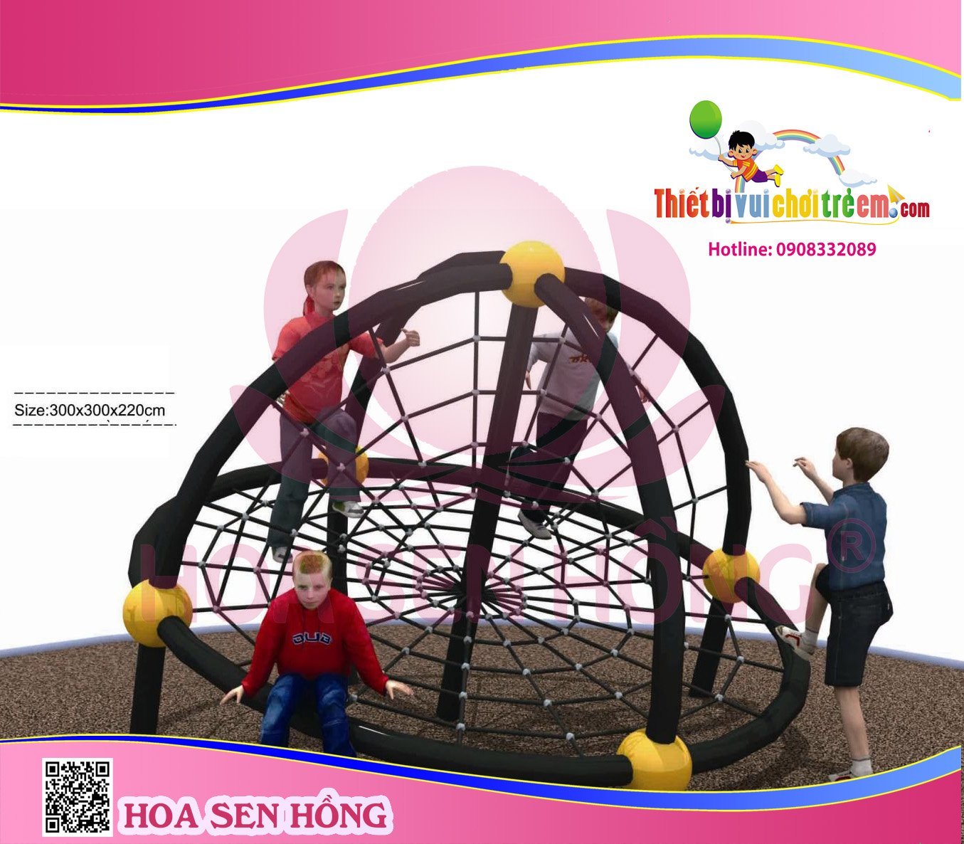 Thang leo RT-024-65 cho sân chơi ngoài trời khu chung cư, trường mầm non, resort, công viên – Hoa Sen Hồng