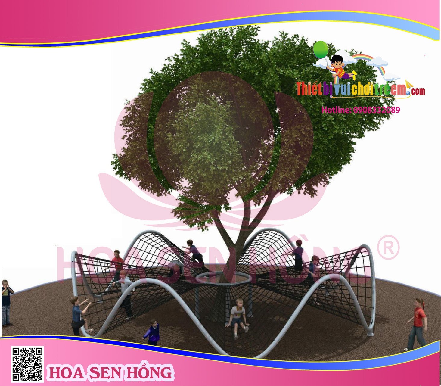 Thang leo RT-024-67 cho sân chơi ngoài trời khu chung cư, trường mầm non, resort, công viên – Hoa Sen Hồng