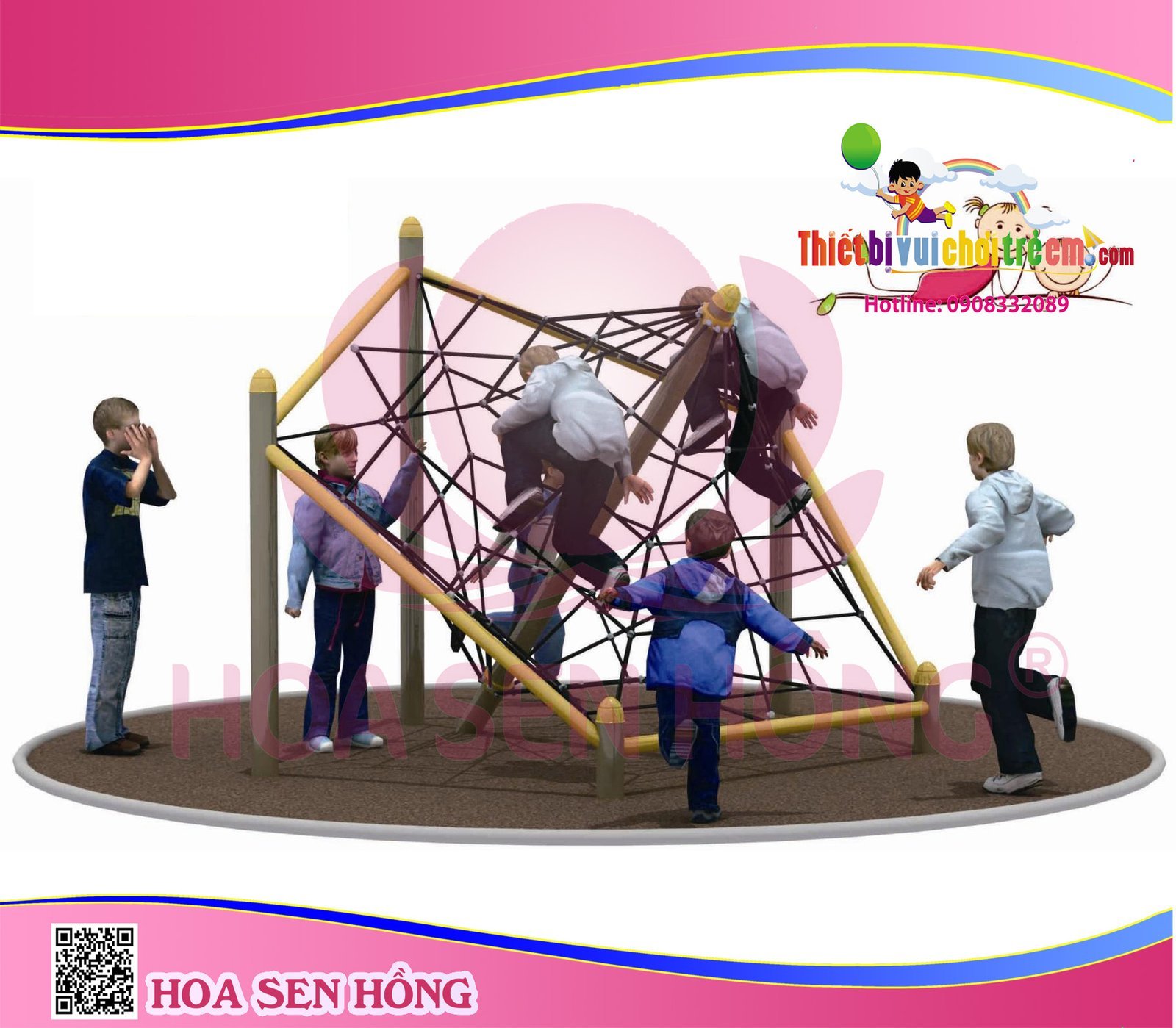 Thang leo RT-024-70 cho sân chơi ngoài trời khu chung cư, trường mầm non, resort, công viên – Hoa Sen Hồng