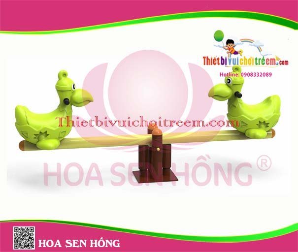 Bập bênh SE-34-04 cho sân chơi ngoài trời khu chung cư, trường mầm non, resort, công viên – Hoa Sen Hồng