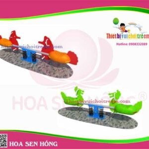 Bập bênh SE-35-01 cho sân chơi ngoài trời khu chung cư, trường mầm non, resort, công viên – Hoa Sen Hồng