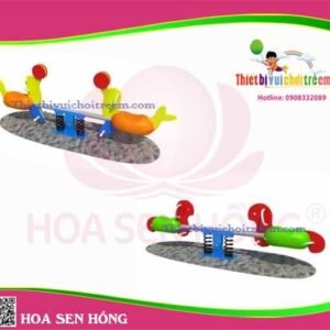 Bập bênh SE-35-02 cho sân chơi ngoài trời khu chung cư, trường mầm non, resort, công viên – Hoa Sen Hồng