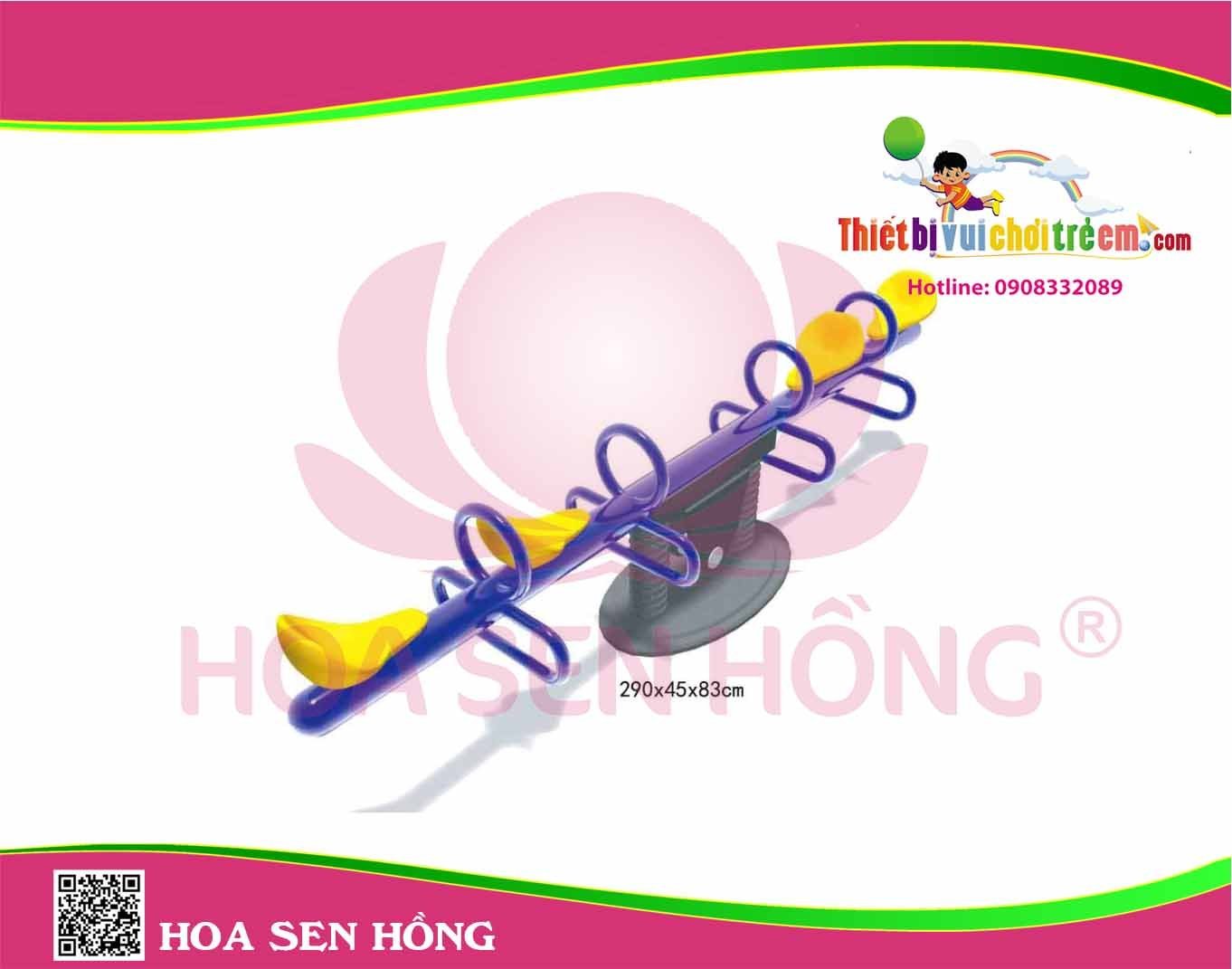 Bập bênh SE-36-03 cho sân chơi ngoài trời khu chung cư, trường mầm non, resort, công viên – Hoa Sen Hồng