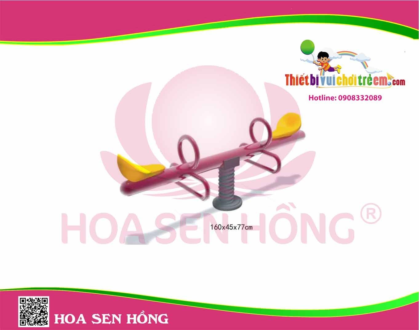 Bập bênh SE-36-04 cho sân chơi ngoài trời khu chung cư, trường mầm non, resort, công viên – Hoa Sen Hồng