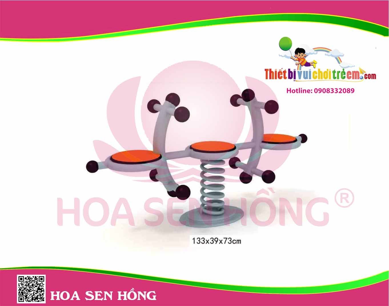 Bập bênh SE-36-05 cho sân chơi ngoài trời khu chung cư, trường mầm non, resort, công viên – Hoa Sen Hồng