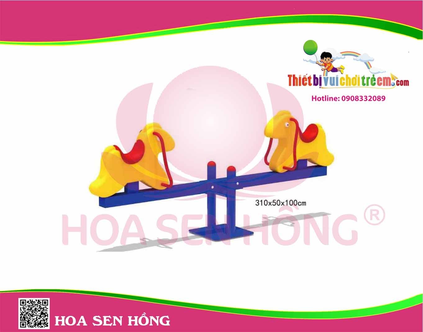 Bập bênh SE-36-06 cho sân chơi ngoài trời khu chung cư, trường mầm non, resort, công viên – Hoa Sen Hồng
