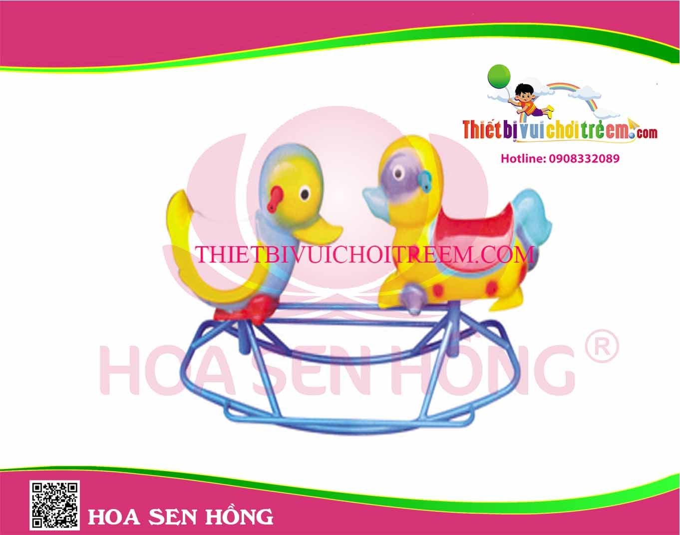 Bập bênh SE-37-02 cho sân chơi ngoài trời khu chung cư, trường mầm non, resort, công viên – Hoa Sen Hồng