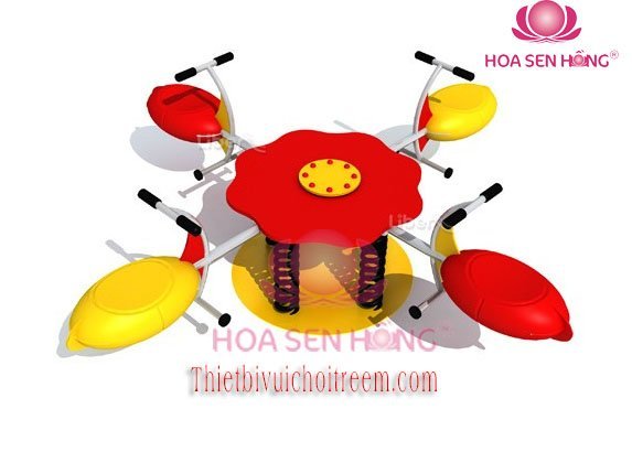 Bập bênh SE-38-01 cho sân chơi ngoài trời khu chung cư, trường mầm non, resort, công viên – Hoa Sen Hồng