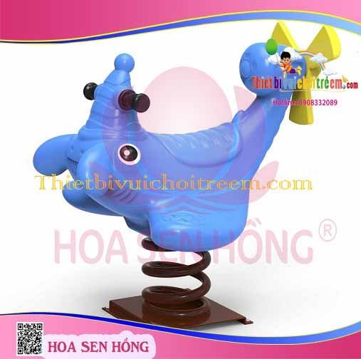 Thú nhún lò xo SH-035-13 cho sân chơi ngoài trời khu chung cư, trường mầm non, resort, công viên – Hoa Sen Hồng