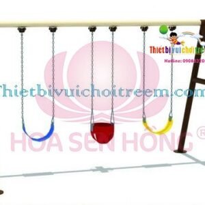 Xích đu SS-021-03 cho sân chơi ngoài trời khu chung cư, trường mầm non, resort, công viên – Hoa Sen Hồng