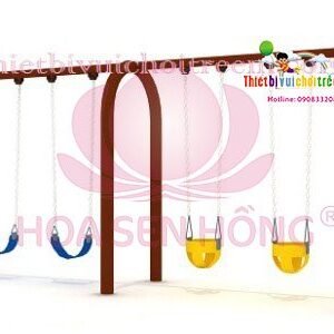 Xích đu SS-021-06 cho sân chơi ngoài trời khu chung cư, trường mầm non, resort, công viên – Hoa Sen Hồng