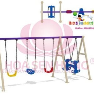Xích đu SS-021-09 cho sân chơi ngoài trời khu chung cư, trường mầm non, resort, công viên – Hoa Sen Hồng