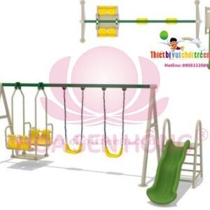 Xích đu SS-021-11 cho sân chơi ngoài trời khu chung cư, trường mầm non, resort, công viên – Hoa Sen Hồng