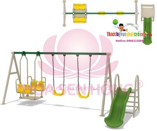 Xích đu SS-021-11 cho sân chơi ngoài trời khu chung cư, trường mầm non, resort, công viên – Hoa Sen Hồng