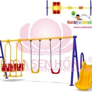 Xích đu SS-021-12 cho sân chơi ngoài trời khu chung cư, trường mầm non, resort, công viên – Hoa Sen Hồng