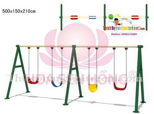 Xích đu SS-021-14 cho sân chơi ngoài trời khu chung cư, trường mầm non, resort, công viên – Hoa Sen Hồng