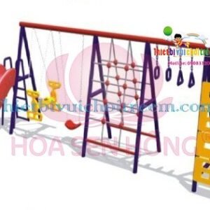 Xích đu SS-021-15 cho sân chơi ngoài trời khu chung cư, trường mầm non, resort, công viên – Hoa Sen Hồng