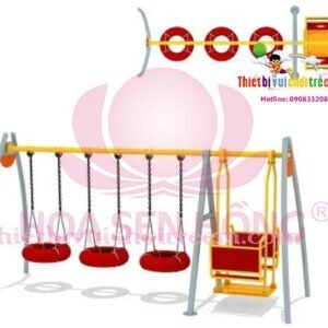 Xích đu SS-021-16 cho sân chơi ngoài trời khu chung cư, trường mầm non, resort, công viên – Hoa Sen Hồng