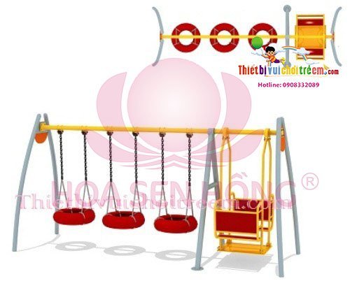 Xích đu SS-021-16 cho sân chơi ngoài trời khu chung cư, trường mầm non, resort, công viên – Hoa Sen Hồng