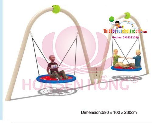 Xích đu SS-021-21 cho sân chơi ngoài trời khu chung cư, trường mầm non, resort, công viên – Hoa Sen Hồng