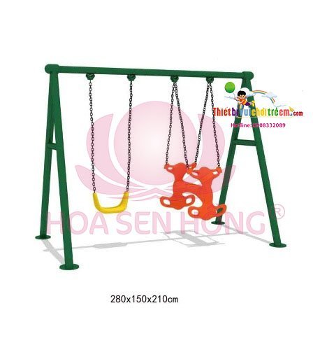 Xích đu SS-021-24 cho sân chơi ngoài trời khu chung cư, trường mầm non, resort, công viên – Hoa Sen Hồng