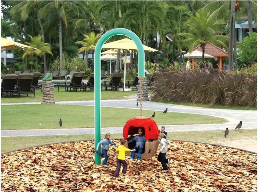 Xích đu SS-021-29 cho sân chơi ngoài trời khu chung cư, trường mầm non, resort, công viên – Hoa Sen Hồng