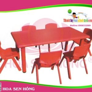 Bàn chữ nhật TC-42-01 cho trường mầm non, nhóm trẻ – Hoa Sen Hồng