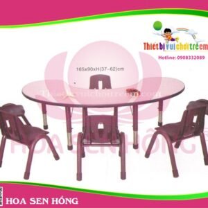 Bàn vòng cung TC-42-05 cho trường mầm non, nhóm trẻ – Hoa Sen Hồng