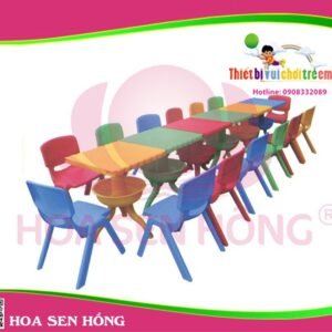 Bàn ghế khu vui chơi TC-42-07 cho trường mầm non, nhóm trẻ – Hoa Sen Hồng