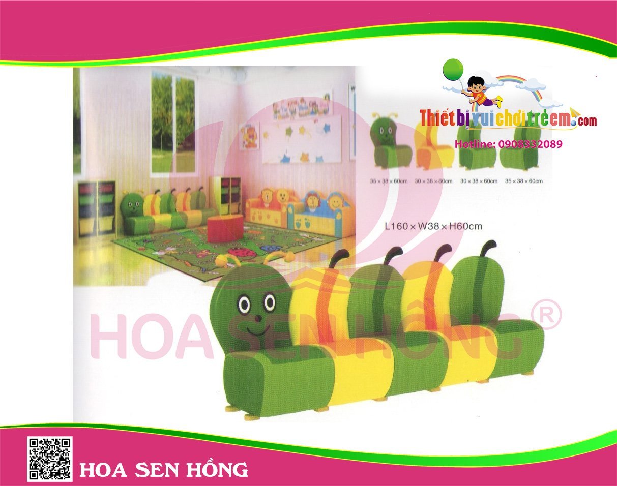 Ghế sofa trẻ em TC-42-16 cho trường mầm non, nhóm trẻ – Hoa Sen Hồng
